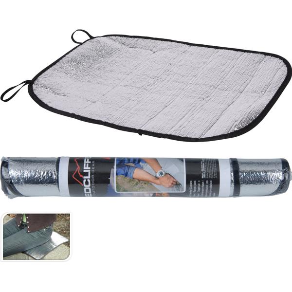 2er-Set Alu Sitzkissen Thermo-Sitzmatte 35x44cm - Wasserdicht, Faltbar, Thermoeffekt - Ideal für Camping, Outdoor, Stadion, Festivals - Inkl. elastischer Bänder