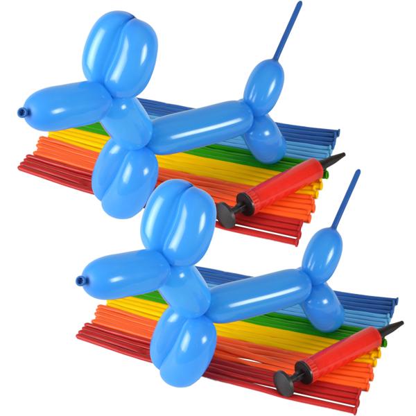 Ballon-Modellier-Set - 60 Stück & 2 Handpumpen für Kindergeburtstage - Fördert Kreativität, inkl. Regenbogen-Ballons & Pumpe, sofort startklar