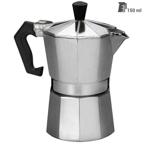 Espressokocher (3 Tassen/150 ml), Aluminium - Klassisch, schnell, aromatisch - Italienischer Espressogenuss für Zuhause