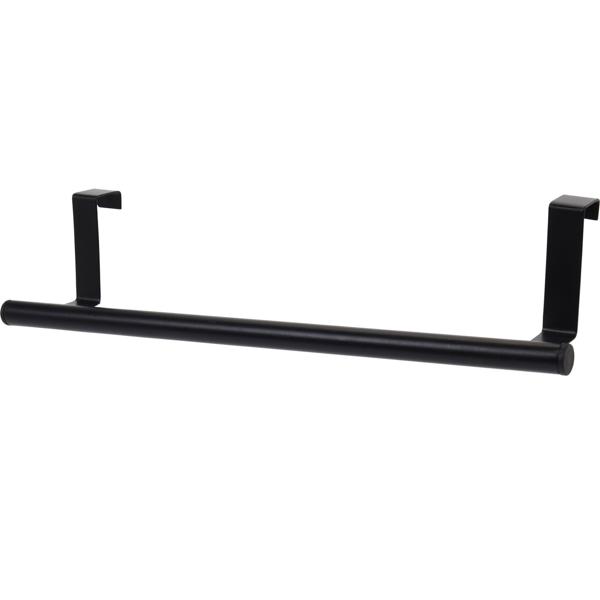 Handtuchhalter für Türen - platzsparend & ohne Bohren/Kleben - Edelstahl, schwarz, 36.5 cm - ideal für Küche, Bad, Schlafzimmer & Schranktüren