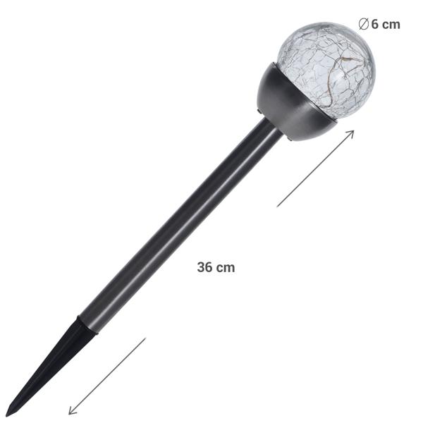 Dekorative Solar-Kugellampen: 10 Stück, 36cm, Edelstahl & Glas, warmweiss - ideal für Gartenwege, Terrassen, Beete - hochwertiges Ambiente