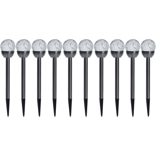 Dekorative Solar-Kugellampen: 10 Stück, 36cm, Edelstahl & Glas, warmweiss - ideal für Gartenwege, Terrassen, Beete - hochwertiges Ambiente