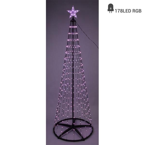 LED Weihnachtsbaum 150cm - Mehrfarbige 178 LEDs mit Sternspitze - IP44 Schutz für Innen & Aussen - Dimmbar & Fernbedienbar - Schneller Aufbau inkl. Haken