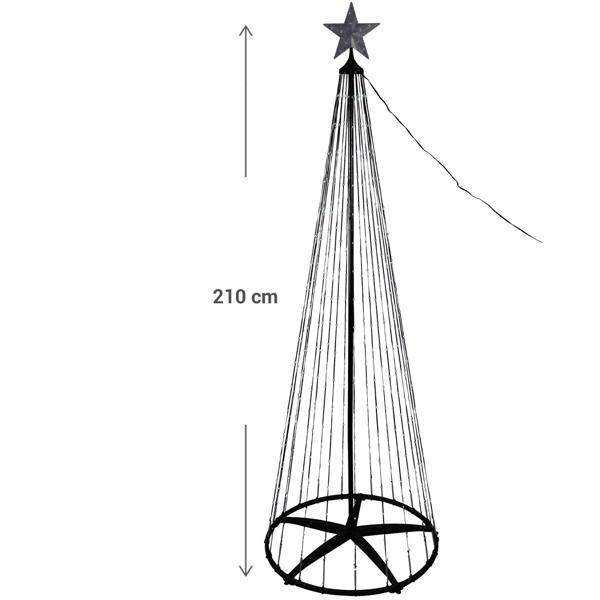 LED-Weihnachtsbaum 210cm - Kegelform, mehrfarbig 370 LEDs - IP44 spritzwassergeschützt, inkl. Fernbedienung für Innen- & Aussenbereiche