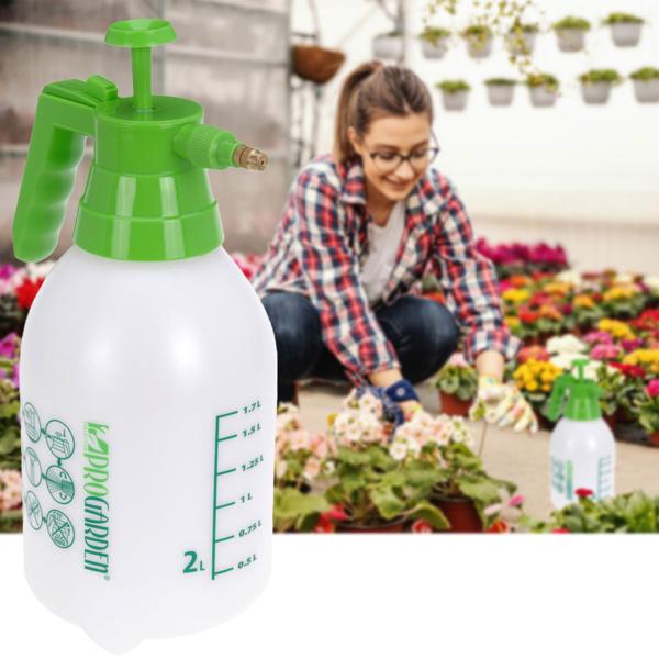Gartenspritze / Pumpsprüher 2 Liter mit Messing-Düse & Überdruckventil - Einstellbar von Strahl bis Sprühnebel - Ideal für Pflanzenpflege & Düngen