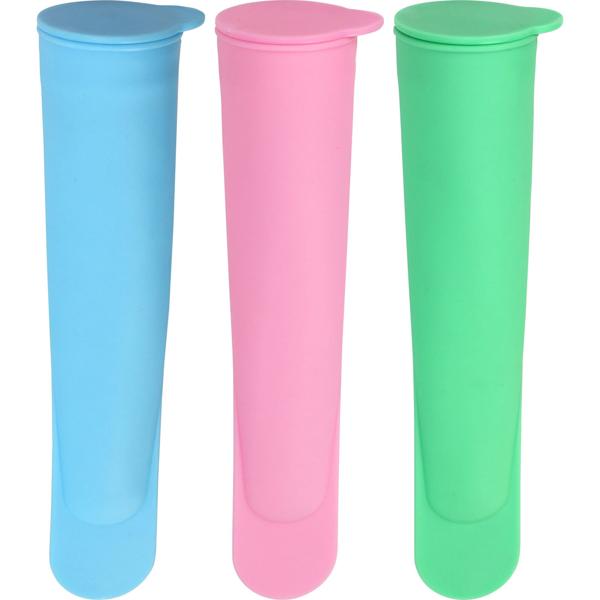 Silikon Eisformen 3er-Set - Für Wassereis & Fruchteis selbst herstellen - Wiederverwendbar, spülmaschinenfest, 19,5 cm - TPE, Deckel