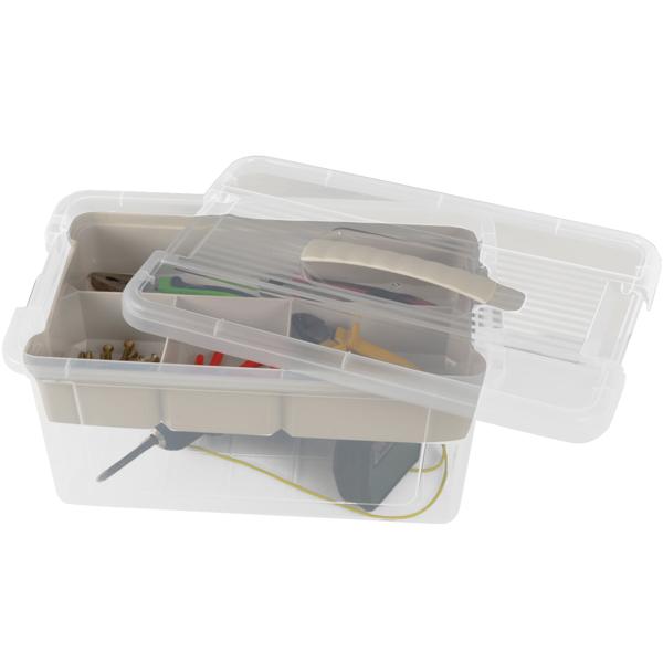 Aufbewahrungsbox mit Organizer, 9 Liter, transparent/grau