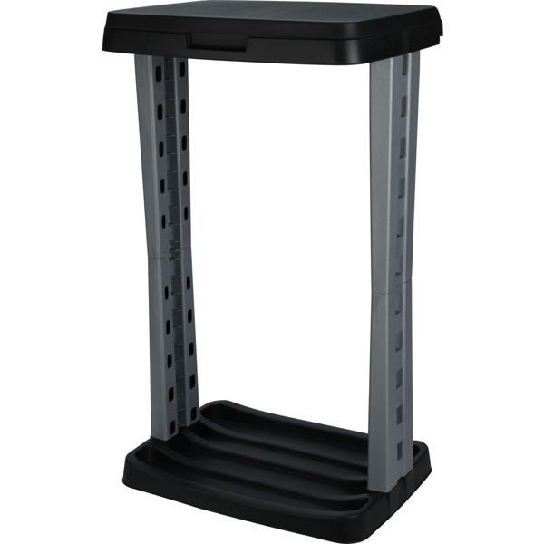 Abfallsack-Ständer mit Deckel 120L - Camping Haushalt Gartenarbeit Industrie - Robuster Müllbeutelhalter mit Klemmring - Schwarz-Grau 43x31x73cm