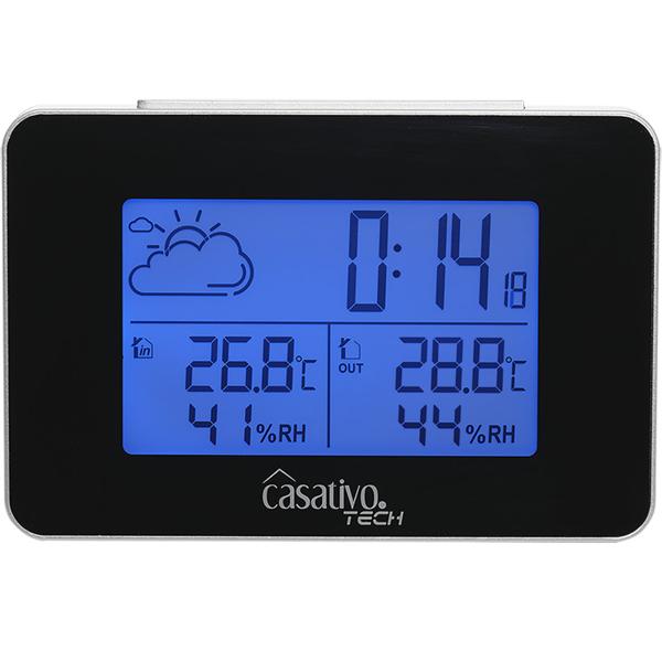 Funk Wetterstation mit Aussensensor, Wettervorhersage & Funkwecker, kabellos, Thermometer u. Hygrometer inkl. Funkuhr und Datumsanzeige