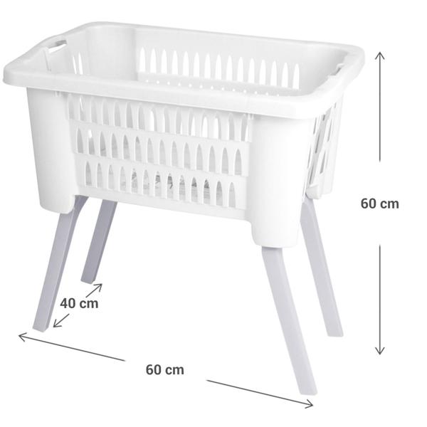 Wäschekorb mit Beinen, weiss, 60 x 40 x 60 cm