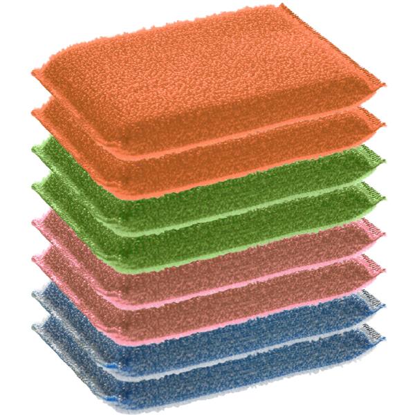Scheuerschwämme mit Mikrofaserkern und grober Schrubb-Oberfläche, 8 Stück - Reinigungsschwamm mit grober Schrubb-Oberfläche