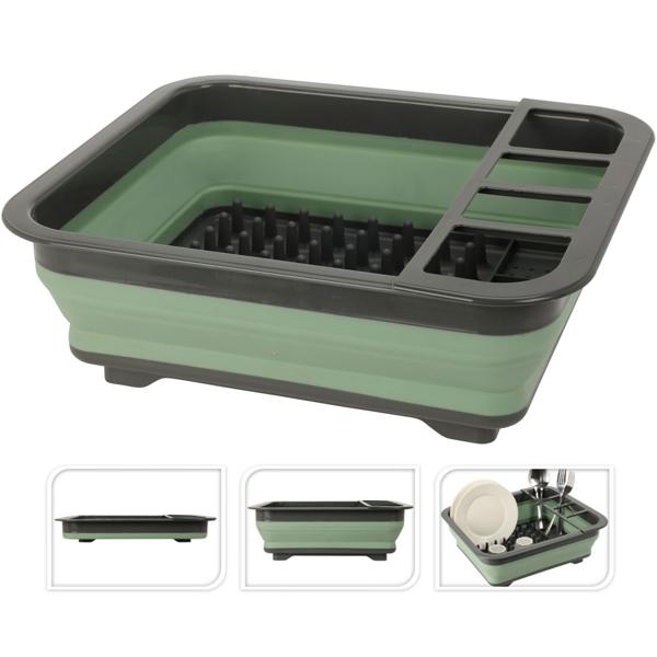 Faltbares Abtropfgestell - Ideal für Camping, kleine Küchen & unterwegs - Grün/Anthrazit, 37x28x12 cm, Kunststoff - Verhindert Schimmel