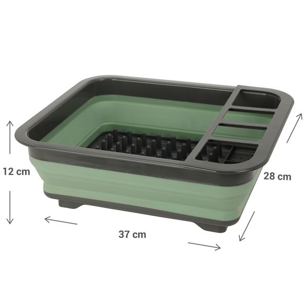 Faltbares Abtropfgestell - Ideal für Camping, kleine Küchen & unterwegs - Grün/Anthrazit, 37x28x12 cm, Kunststoff - Verhindert Schimmel