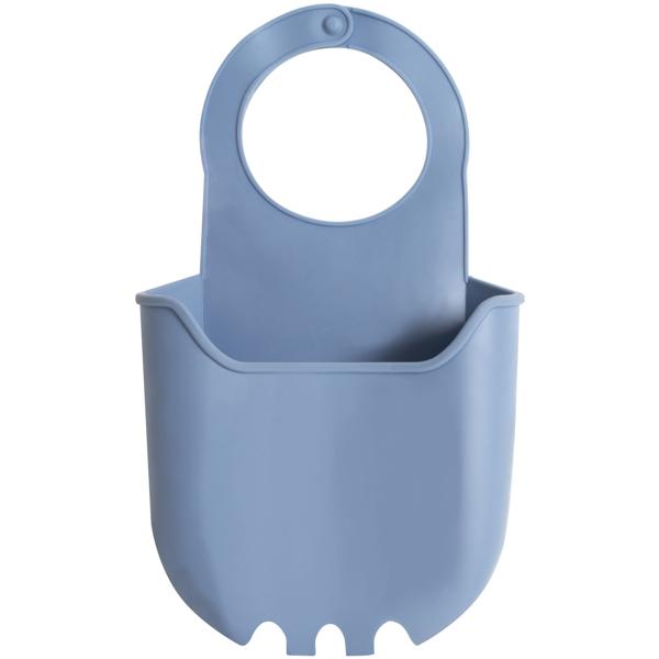 Flexibler Silikon Schwammhalter für Spülbecken - Hygienische Abtropfschale - Geruchsvorbeugung - Robuster Küchenhelfer - Organizer - Grau/Blau - 22x12x12.5cm