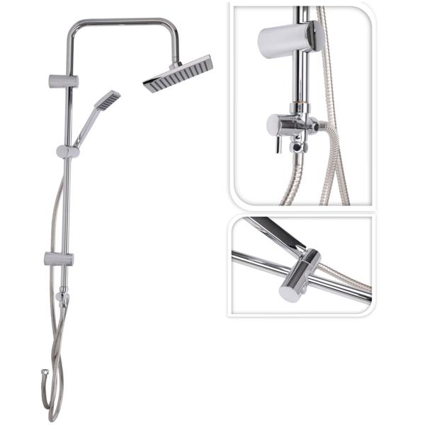 Premium Edelstahl Regenduschen-Set, chromfarben, mit 2 Brausen – Für ein luxuriöses Duscherlebnis, inkl. Schläuche, Halterung & Anschluss