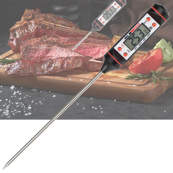 Digitales Fleischthermometer - Präzise -50 bis +300°C Messung in 3-5 Sek. für saftiges Fleisch - 24cm - Inkl. LR44 Batterie