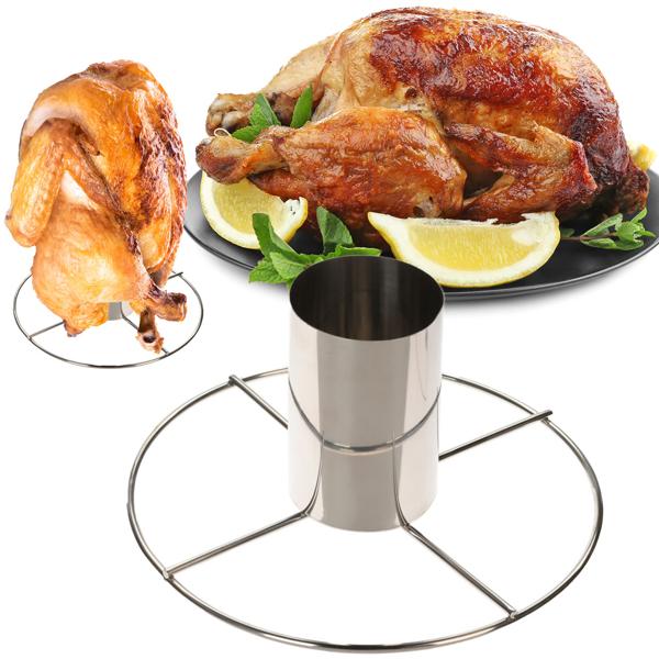 Poulet Bräter Edelstahl - Für saftigen Pouletbraten auf Grill & Backofen - Hygienisch, robust, langlebig - 20x10 cm Hähnchen Röster