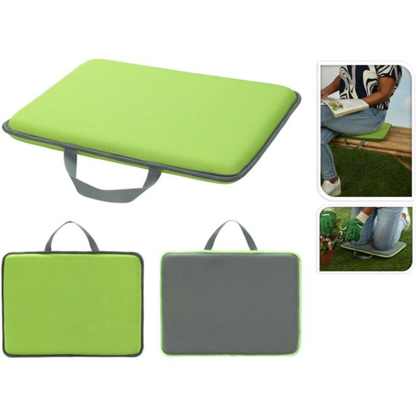 Knie- und Sitzkissen aus Memory-Foam, 40 x 30 cm, grün/grau