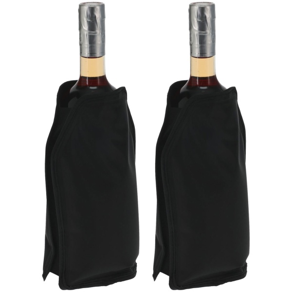 2er-Set Flaschenkühler Kühlmanschette Schwarz – Flexible Flaschenkühlhülle für Weinflasche, Sektflasche & Getränke mit Gel Füllung, Leicht & Handlich