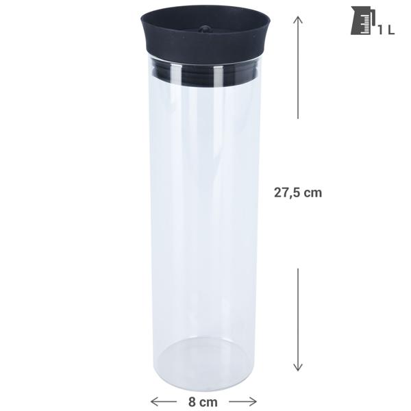 2er-Set Glaskaraffen 1L aus Borosilikatglas - Ideal für Säfte Limonaden - Automatisch schliessender Deckel mit Sieb - Perfekt für Picknicks & Terrasse