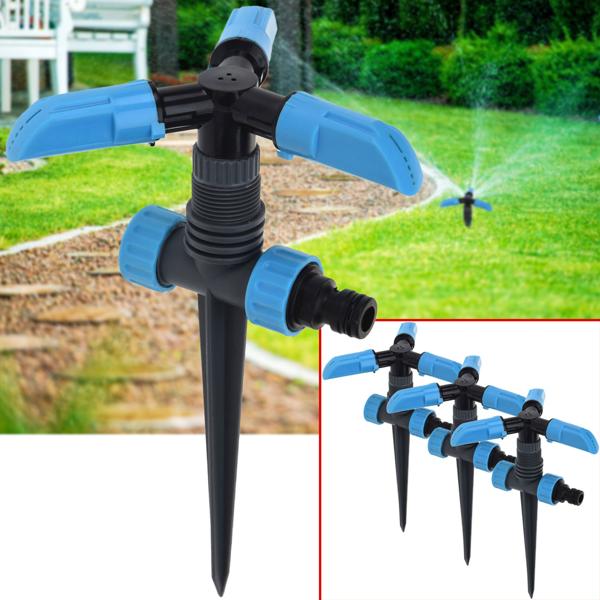 3er-Set Rasensprenger mit Erdspiess-Kreisregner-Gleichmässige Bewässerung bis 5.5m-360° Drehung-Verstellbarer Sprühwinkel 15-45° aus Polypropylen