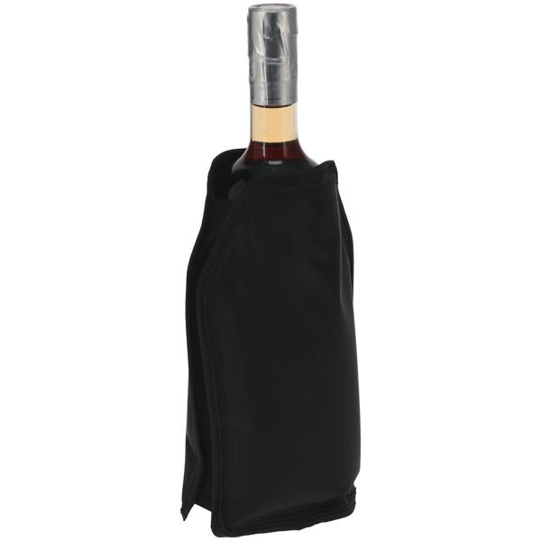 4er-Set Flaschenkühler - Kühlt Wein/Getränke zuverlässig für Stunden - Integrierter Kühl-Akku, 15x22.5cm, leicht 48g, schwarz, Polyester