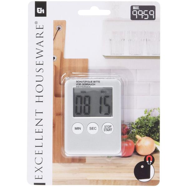Digitaler Küchentimer in Weiss mit gut lesbarem LCD-Display & praktischer Magnethalterung – Perfekt für präzises Timing beim Kochen & Backen