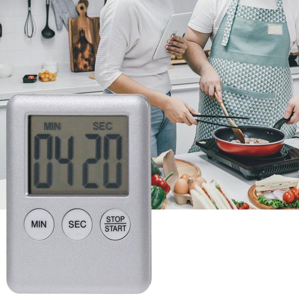 Digitaler Küchentimer in Weiss mit gut lesbarem LCD-Display & praktischer Magnethalterung – Perfekt für präzises Timing beim Kochen & Backen