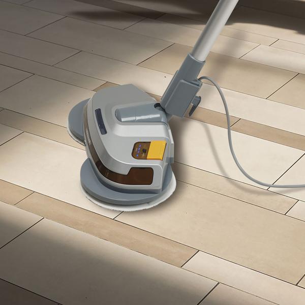 Robuste tiefenreinigende Fussboden-Poliermaschine, Teleskop-Griff, Mikrofaserpads, Sprühfunktion, für Laminat, Parkett, Fliesen, Marmor, Schiefer