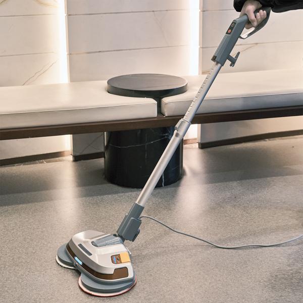 Robuste tiefenreinigende Fussboden-Poliermaschine, Teleskop-Griff, Mikrofaserpads, Sprühfunktion, für Laminat, Parkett, Fliesen, Marmor, Schiefer