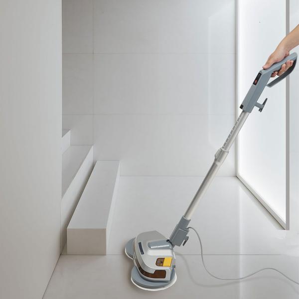 Robuste tiefenreinigende Fussboden-Poliermaschine, Teleskop-Griff, Mikrofaserpads, Sprühfunktion, für Laminat, Parkett, Fliesen, Marmor, Schiefer