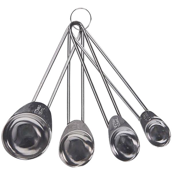 Messlöffel Set Edelstahl 4-teilig - Dosierlöffel mit präzisen Messangaben - Perfektes Back- & Kochzubehör
