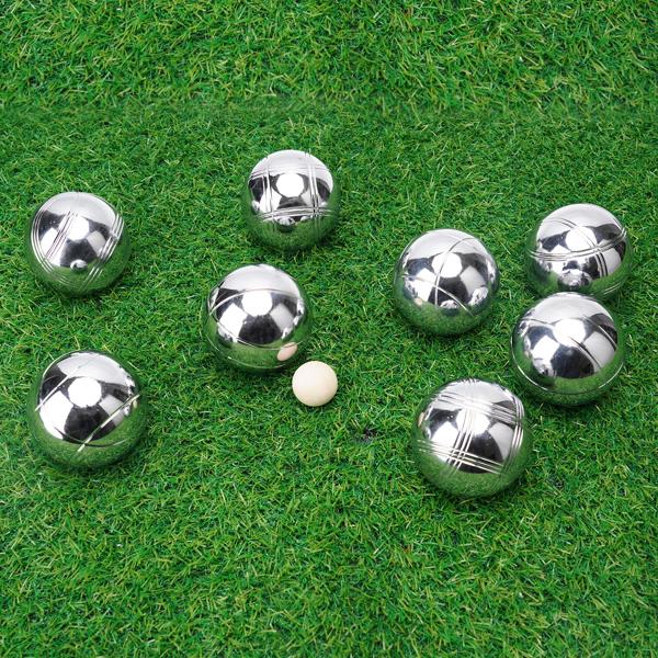 Hochwertiges Boule- & Pétanque-Spiel, 8 Metallkugeln, Holzkugel, Abstandsmesser, Tragetasche, Boccia Kugeln mit idealen Laufeigenschaften 