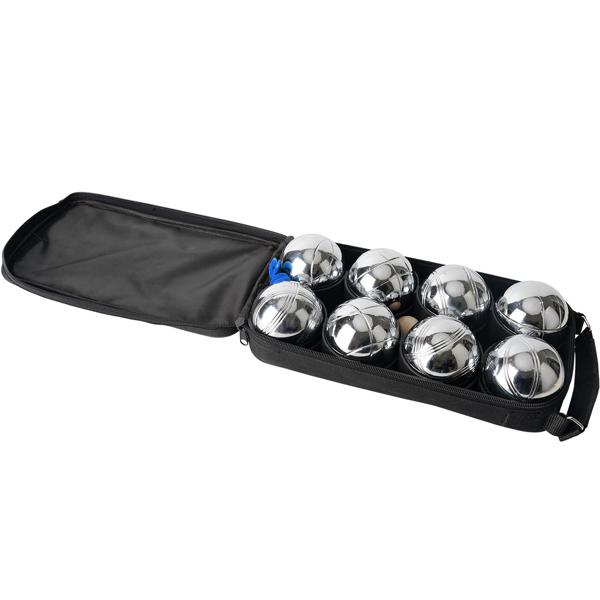 Hochwertiges Boule- & Pétanque-Spiel, 8 Metallkugeln, Holzkugel, Abstandsmesser, Tragetasche, Boccia Kugeln mit idealen Laufeigenschaften 