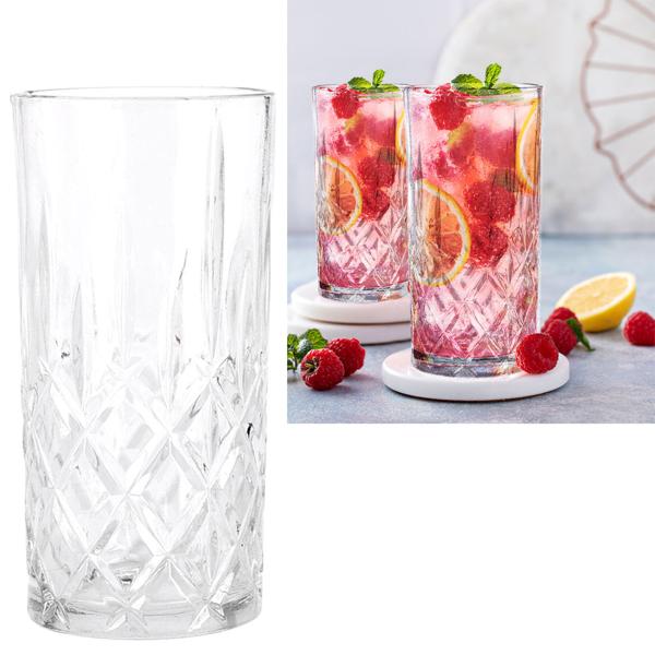 Elegantes Gläser-Set 4er-Set - Kristall-Look Design - je 300 ml - Ideal für Drinks, Cocktails & Wasser - Spülmaschinenfest - Stilvolle Deko