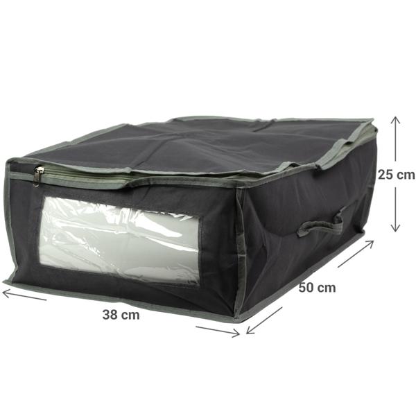 Unterbettkommode 4er-Set grau - Mehr Stauraum für Bettwäsche & Kleidung - Staub- & Mottenschutz, Sichtfenster, Handgriff, 50x38x20cm - Platzsparend faltbar