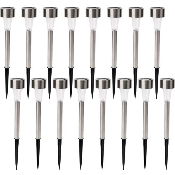 16er Set Mini-LED Solarleuchten: Edelstahl, Erdspiess, Dämmerungssensor, IP44 – Kabellose, stilvolle Beleuchtung für Garten & Wege
