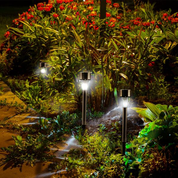 16er Set Mini-LED Solarleuchten: Edelstahl, Erdspiess, Dämmerungssensor, IP44 – Kabellose, stilvolle Beleuchtung für Garten & Wege