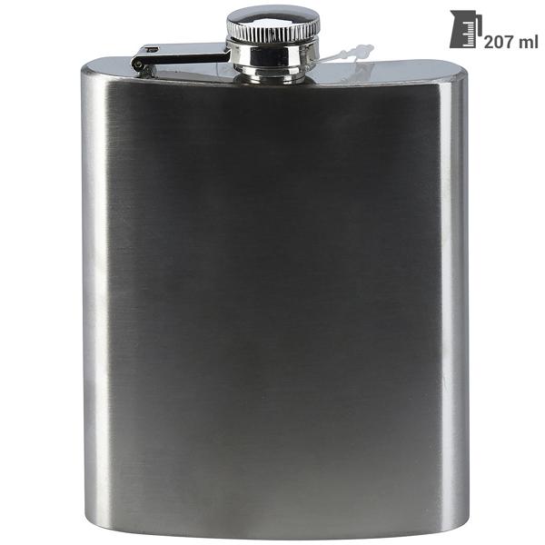 Flachmann Edelstahl 207ml - Auslaufsicherer Taschenflasche für Whiskey Obstbrände Kräuterliköre - Robust & Tragbar - Ikonisches Design mit Drehverschluss