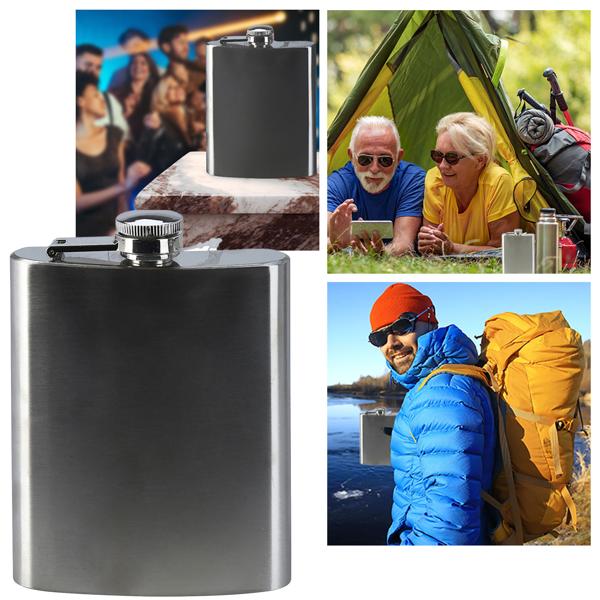 Flachmann Edelstahl 207ml - Auslaufsicherer Taschenflasche für Whiskey Obstbrände Kräuterliköre - Robust & Tragbar - Ikonisches Design mit Drehverschluss