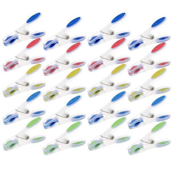Wäscheklammern Soft-Grip 20er Set - Schonendes Trocknen ohne Druckstellen für empfindliche Textilien - Langlebig - Blau Rot Gelb Türkis Grün