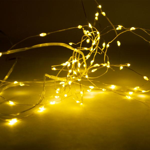 Dekorativer Solar Lichterdraht, 100 LEDs, 5 Meter – Stimmungsvolle LED Lichterkette mit Solarpanel für Garten, Terrasse & Balkon