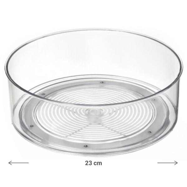 Kühlschrank-Drehteller Ø 23 cm - Organizer Drehplatte für Saucen, Marmeladen, Gläser - PET Material, elegant, transparent - Mehr Ordnung im Kühlschrank