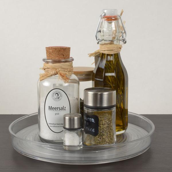 Kühlschrank-Drehteller Ø 24 cm - Transparenter Organizer für optimale Organisation & leichten Zugriff - Ideal für Küche, Vorratskammer, Bad - PET