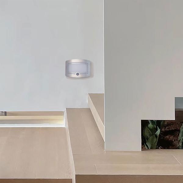 2er-Set Helle Batterie-LED-Wandleuchte, Aluminium und Kunststoff, 2 Leuchtstufen 20-40 Lumen, PIR-Bewegungs- & Lichtsensor