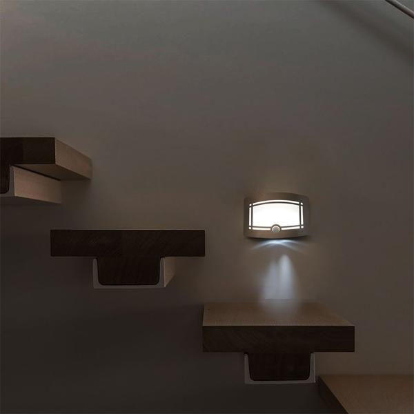 2er-Set Helle Batterie-LED-Wandleuchte, Aluminium und Kunststoff, 2 Leuchtstufen 20-40 Lumen, PIR-Bewegungs- & Lichtsensor