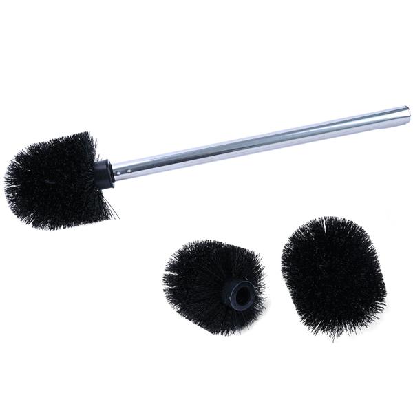 2er Spar Set WC-Bürste aus Edelstahl, praktische und effiziente Toilettenbürste inkl. 3 Bürstenköpfen, Ø 8cm, schwarz, Bürstenkopf austauschbar