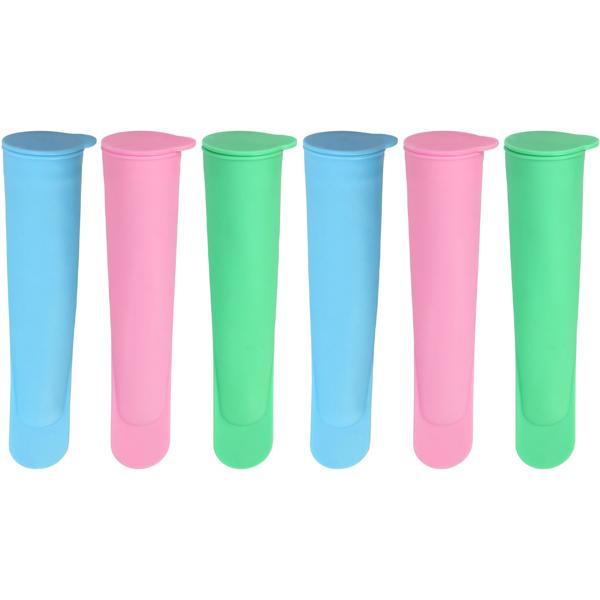 Silikon Eisformen 6 Stück - für Frucht- & Wassereis - Wiederverwendbar, 19,5 cm, TPE, inkl. Deckel - ideal für Allergiker & Veganer