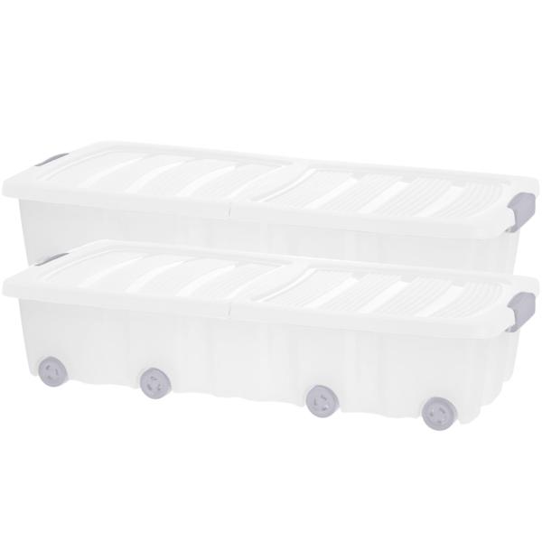 Platzsparende Unterbett-Box mit Rollen, 2er Set (77x37x17cm): Praktische Aufbewahrungsbox für unter dem Bett – ideal für Kleidung, Bettwäsche & mehr