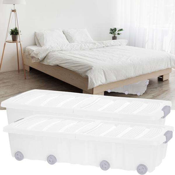 Platzsparende Unterbett-Box mit Rollen, 2er Set (77x37x17cm): Praktische Aufbewahrungsbox für unter dem Bett – ideal für Kleidung, Bettwäsche & mehr